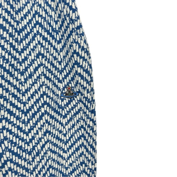 Vivienne Westwood Orb-Embroidered Jogger Herringbone Pattern Blue Large - Picture 5 of 10
